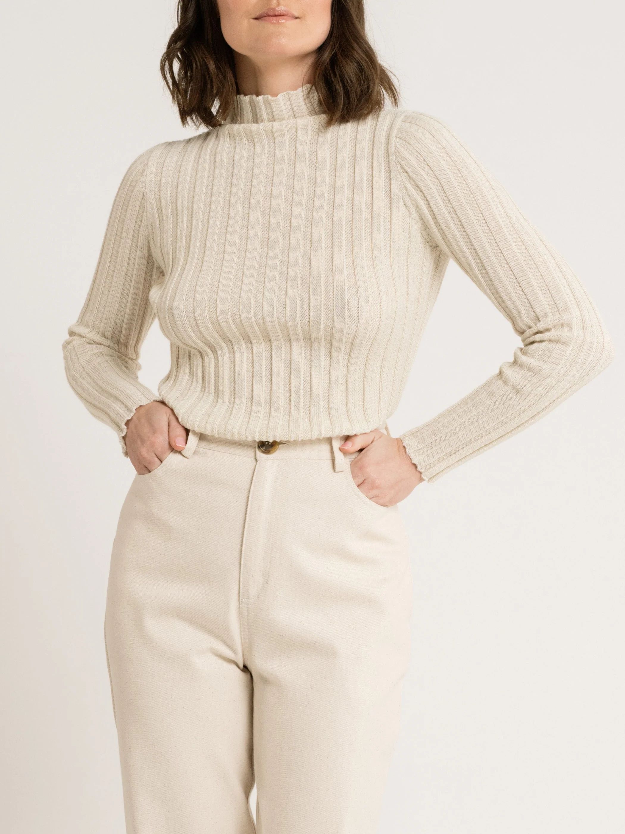 Soa Ribbed Turtleneck - Vanilla by LAUDE the Label | Support HerStory
