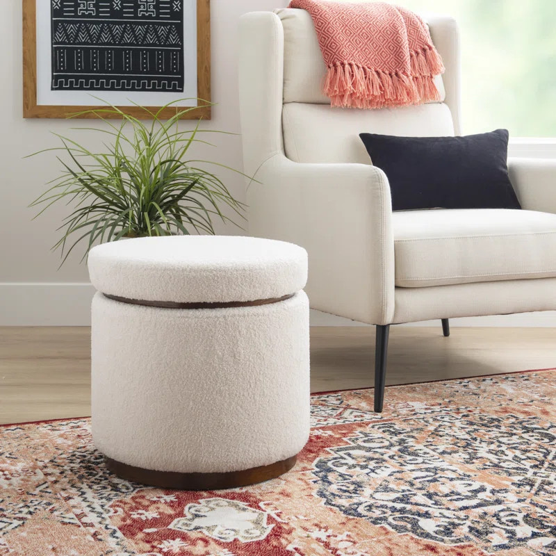 Thurleigh Round Sherpa Ottoman with Storage | Wayfair North America