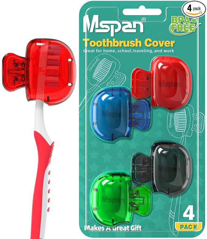 Mspan Toothbrush Head Cover Cap: Toothbrush Protector Brush Pod Case Protective Plastic Clip Bath... | Amazon (US)