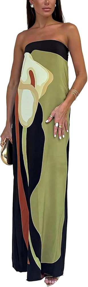 ACOSAP Maxi Dress Tube Dress Cocktail Party Dress | Amazon (US)