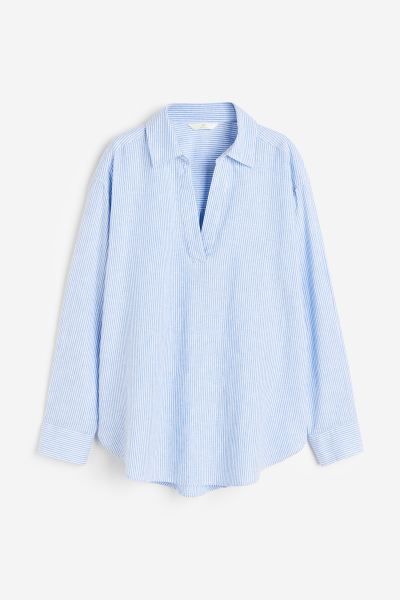 Linen-blend popover shirt | H&M (UK, MY, IN, SG, PH, TW, HK)