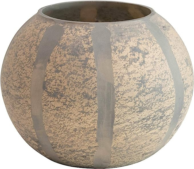 Creative Co-Op 6-1/4" Round x 5" H Engraved Glass w/Stripes, Distressed Brown Tealight and Votive... | Amazon (US)