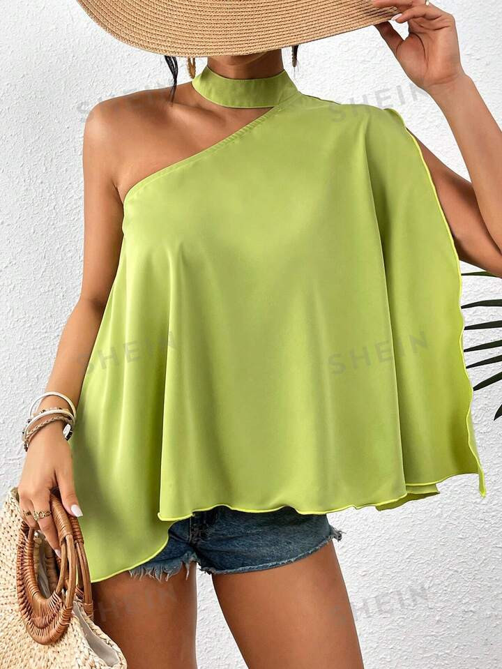SHEIN Clasi Women's Irregular Halter Neck Shirt | SHEIN
