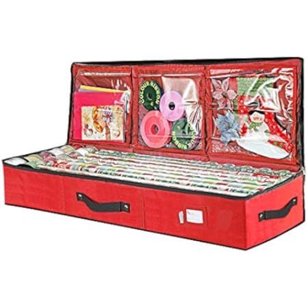 BALEINE Wrapping Paper Storage Organizer with Flexible Partitions and Pockets, 40" Durable 600D Oxfo | Amazon (US)