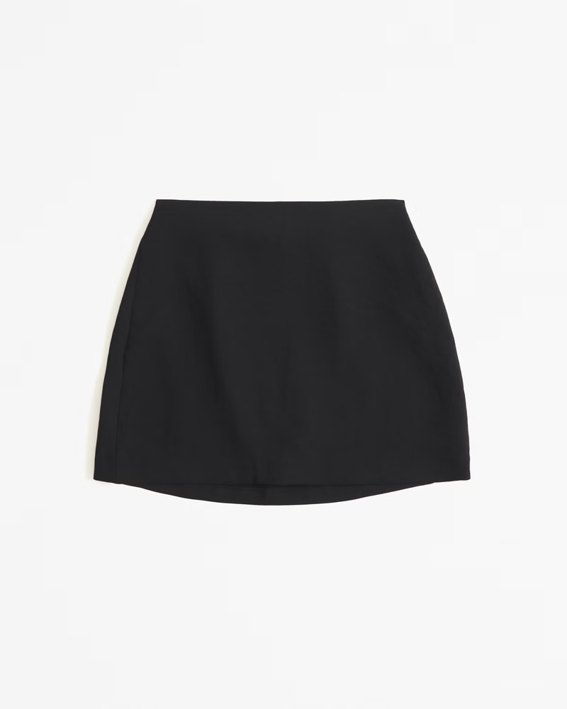 Abercrombie & Fitch Women's The A&F Scarlett Premium Crepe Mini Skort in Black - Size S | Abercrombie & Fitch (US)