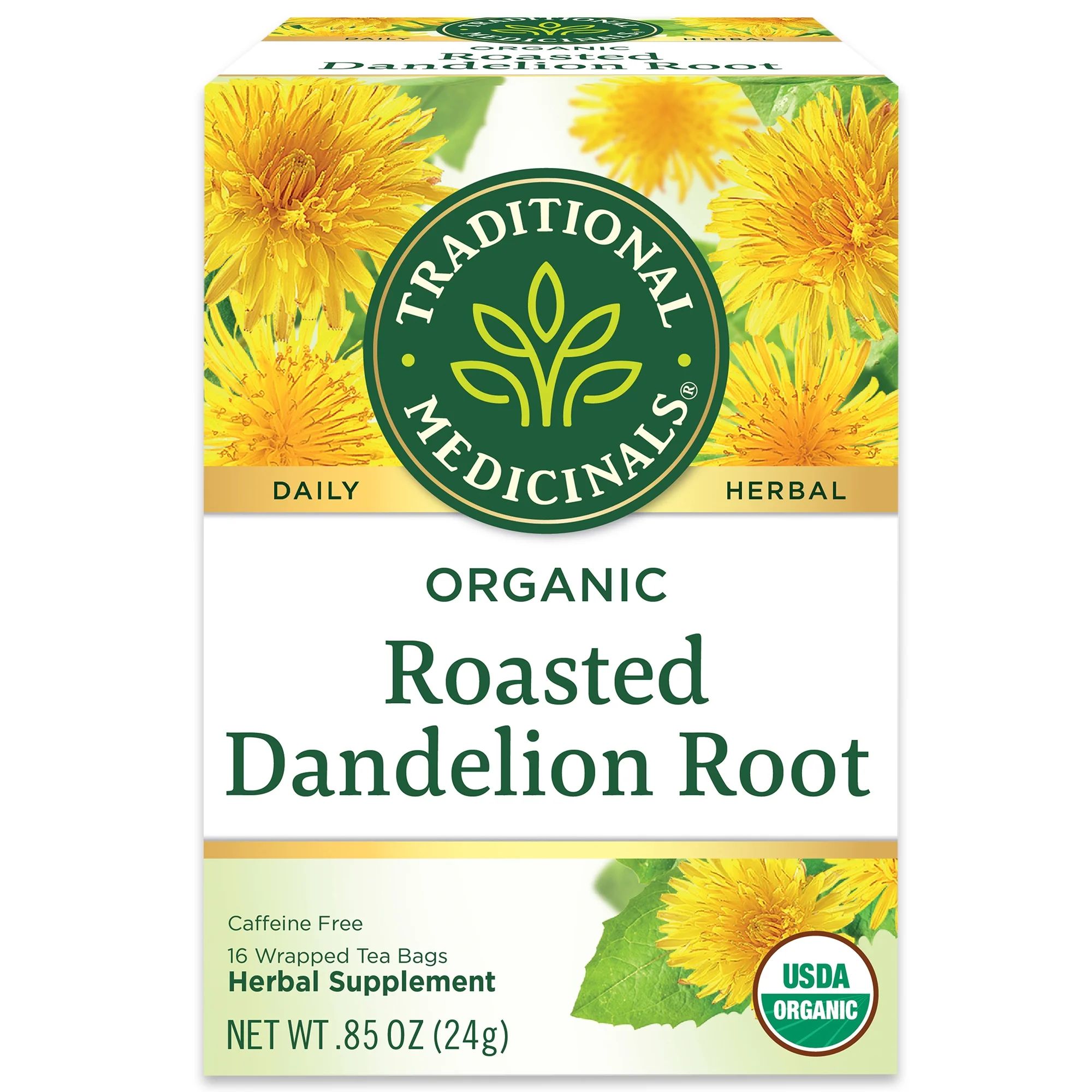 Traditional Medicinals Organic Roasted Dandelion Root Herbal Tea Bags, 16 Ct | Walmart (US)