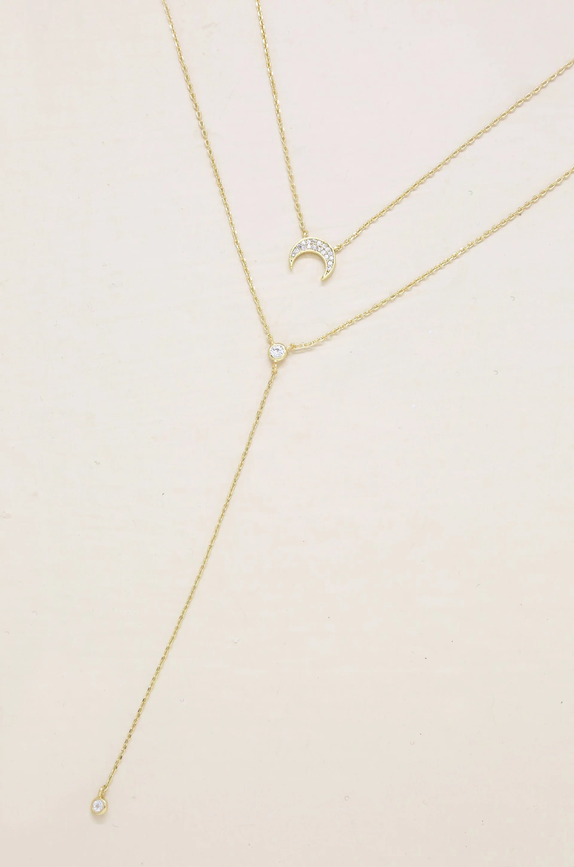 Dainty Layered Crescent Moon 18k Gold Plated Necklace Set | Ettika
