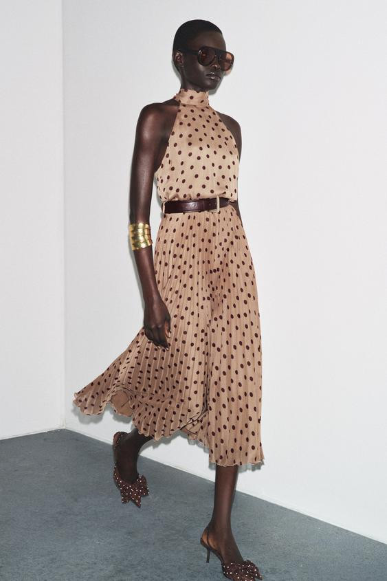 POLKA DOT MIDI DRESS WITH BELT | Zara US