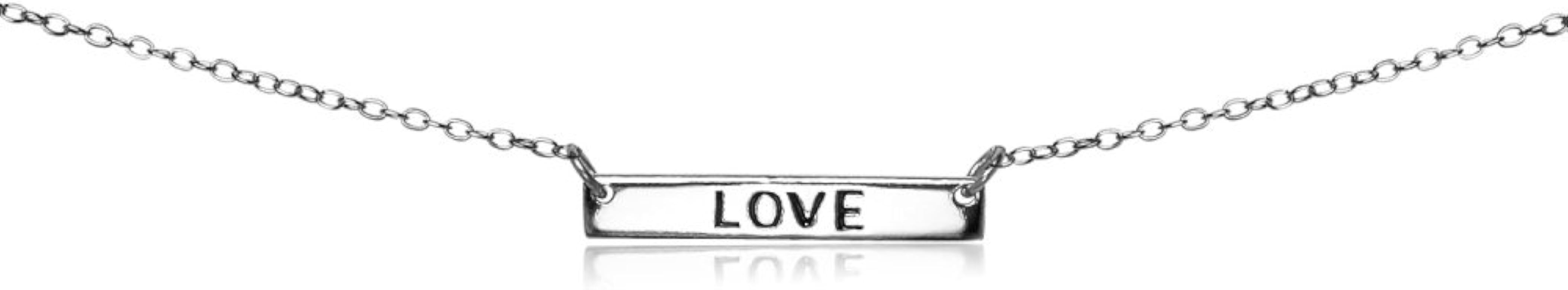 B. BRILLIANT Sterling Silver Polished Love Inspirational Bar Dainty Choker Necklace | Amazon (US)