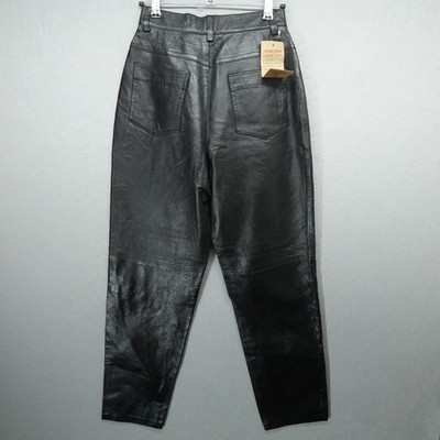 Vintage Tower Hill Pants Womens 6 Black Leather High Waist Tapered Holala 90s | eBay | eBay US