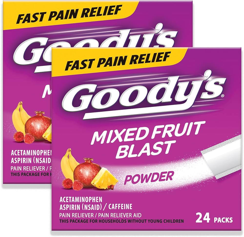 Goody's Extra Strength Headache Powder, Mixed Fruit Blast Flavor Dissolve Packs, 24 Individual Pa... | Amazon (US)