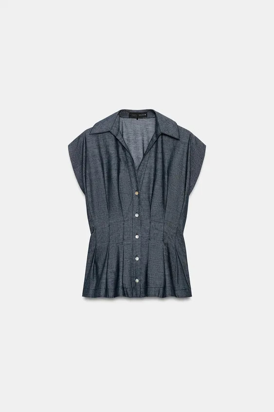 FITTED LINEN BLEND DARTED SHIRT | Zara UK