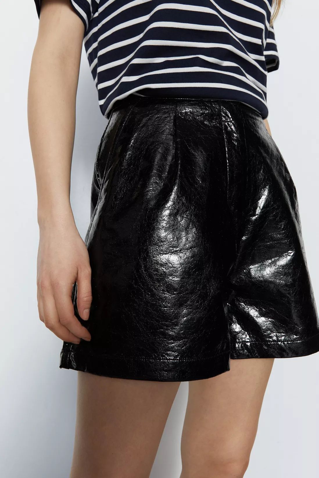 Shorts | Crackle Faux Leather Shorts | Warehouse | Warehouse UK & IE