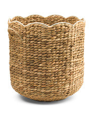 Round Laundry Basket With Resin Scalloped Trim | Marshalls