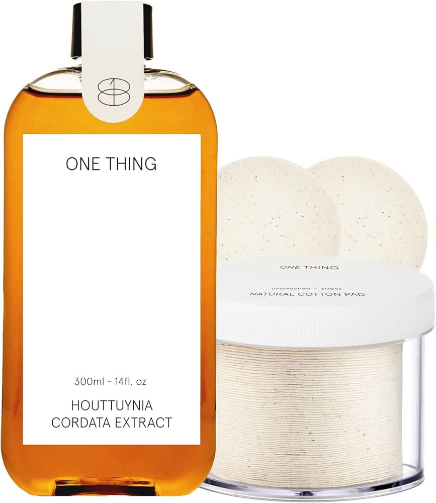 ONE THING Houttuynia Cordata Extract 10 fl oz + Unbleached Cotton Pads (60 Sheets) | Amazon (US)