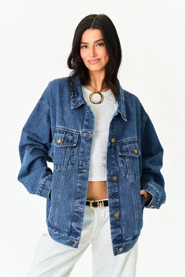 Midtown Oversized Denim Jacket in Dark Wash | Grey Bandit