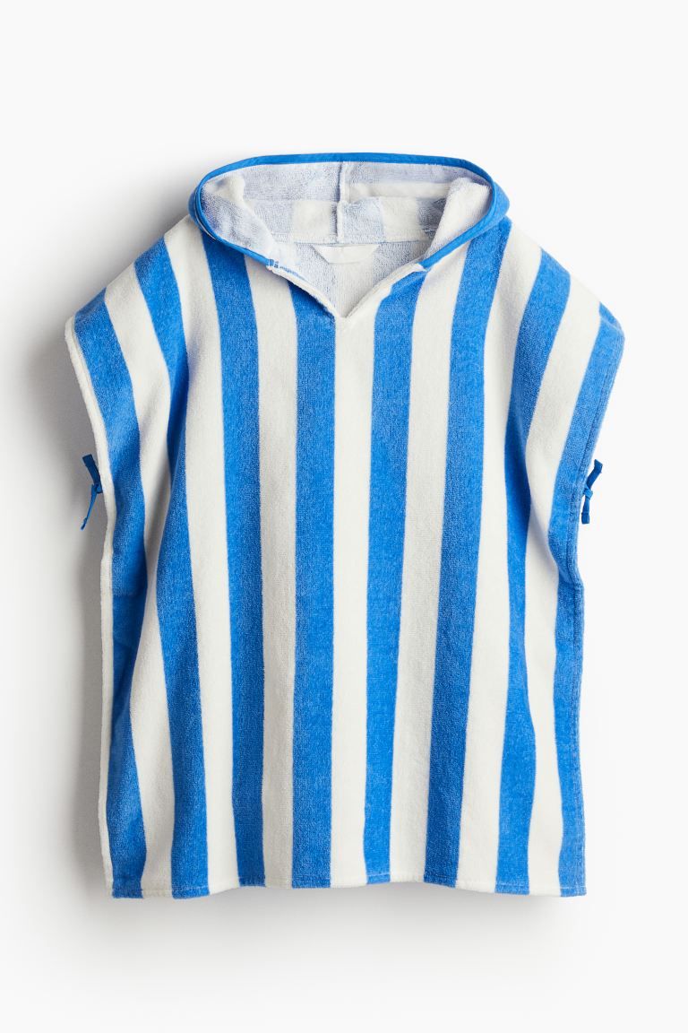 Patterned Poncho Towel - Bright blue/striped - Home All | H&M US | H&M (US + CA)