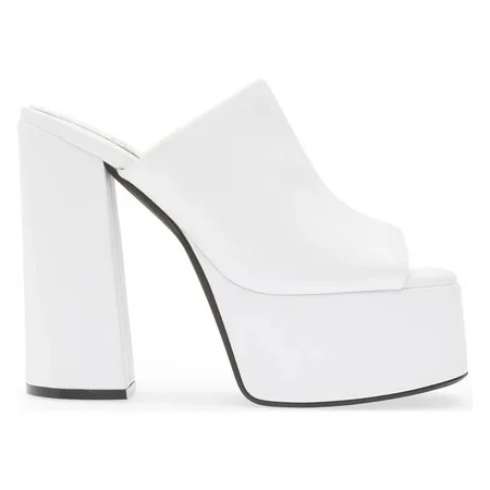 Jeffrey Campbell Luna-Luv White Squared Open Toe Slip On Platform Mule Sandal (6.5 White) | Walmart (US)