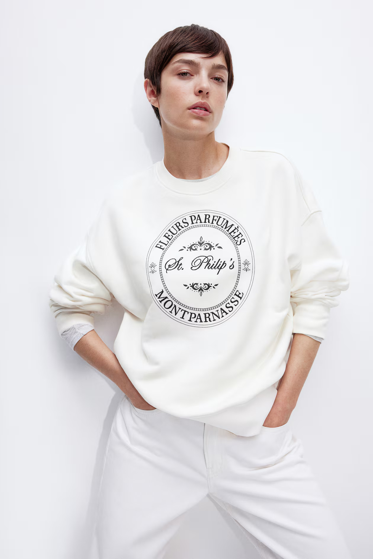 Oversized motif-detail sweatshirt | H&M (UK, MY, IN, SG, PH, TW, HK)