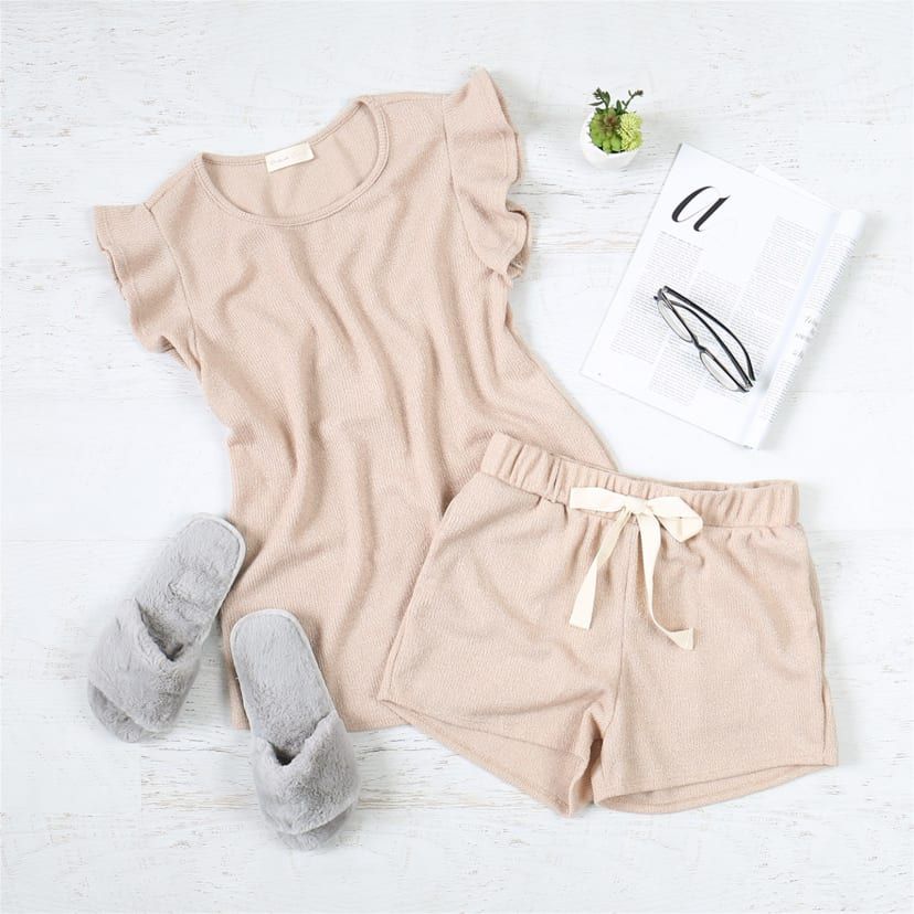 Solid Ruffled Sleeve Top and Shorts Set | S-3X | Jane