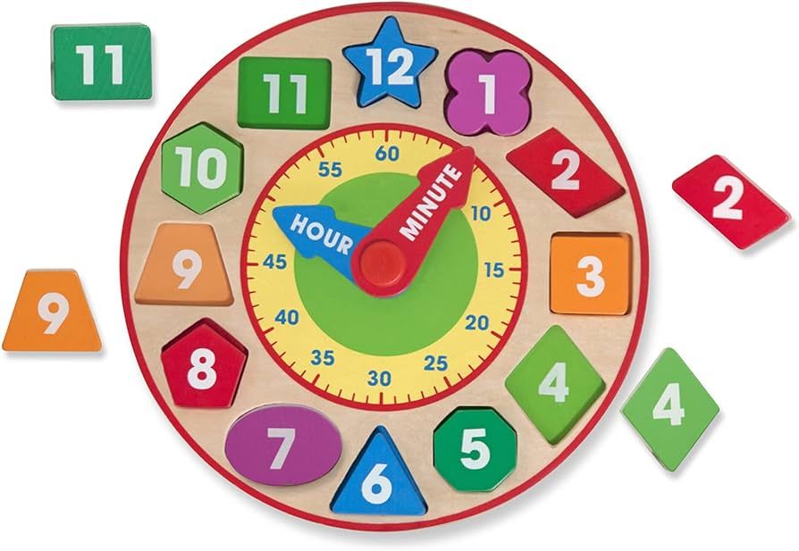 Melissa & Doug Shape Sorting Clock - Wooden Educational Toy - Learn To Tell Time Clock Toy For Ki... | Amazon (US)