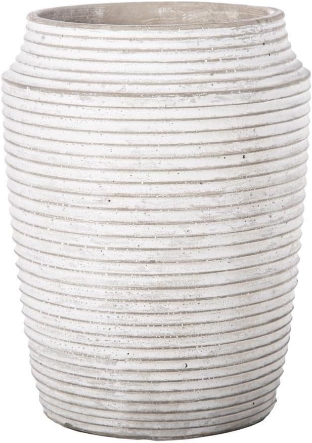 Urban Trends Collection Modern Home Decorative Cement Round Pot with Embossed Stripe Pattern Desi... | Amazon (US)