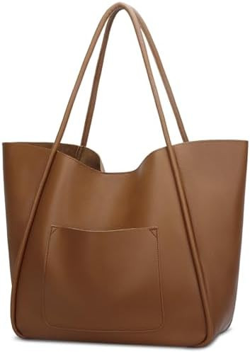 KKXIU Tote Bag for Women Vegan Leather Shoulder Purse Large Capacity Travel Bag | Amazon (US)