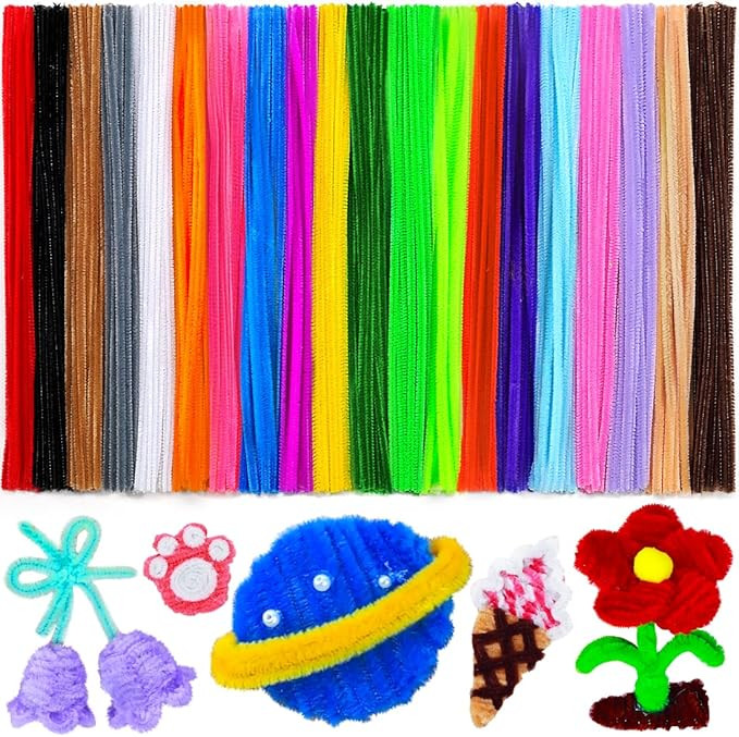 Eppingwin 200 PCS Pipe Cleaners, Multi-Colored Pipe Cleaners Craft Supplies, 20 Colors Chenille S... | Amazon (US)