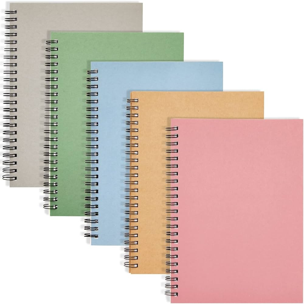 Paper Junkie 5 Pack Spiral Journal - Small Notebooks Bulk 6" x 8" with 120 Lined Pages for Work, ... | Amazon (US)