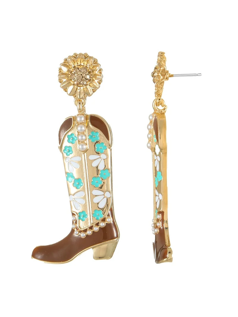 Packed Party Women's Sunflower Cowgirl Boot Earrings, 1 Pair | Walmart (US)