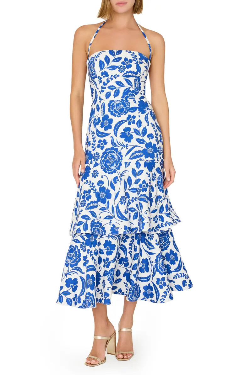 Flowers of Spain Linen Blend Midi Sundress | Nordstrom