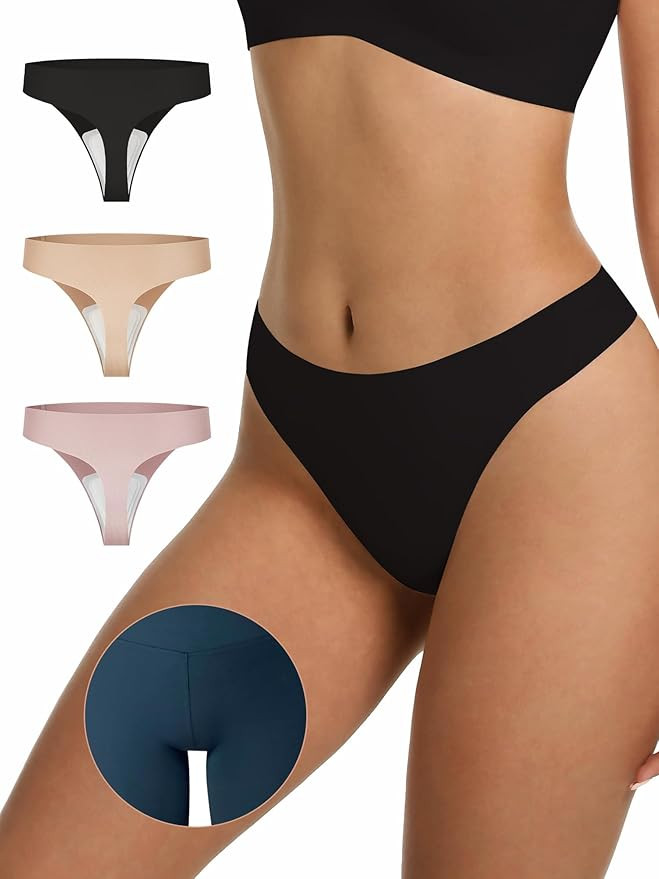 LUCKMEEY Cotton Thongs for Women Seamless Thongs for Women No Show Thong Panty Liners Workout G-S... | Amazon (US)