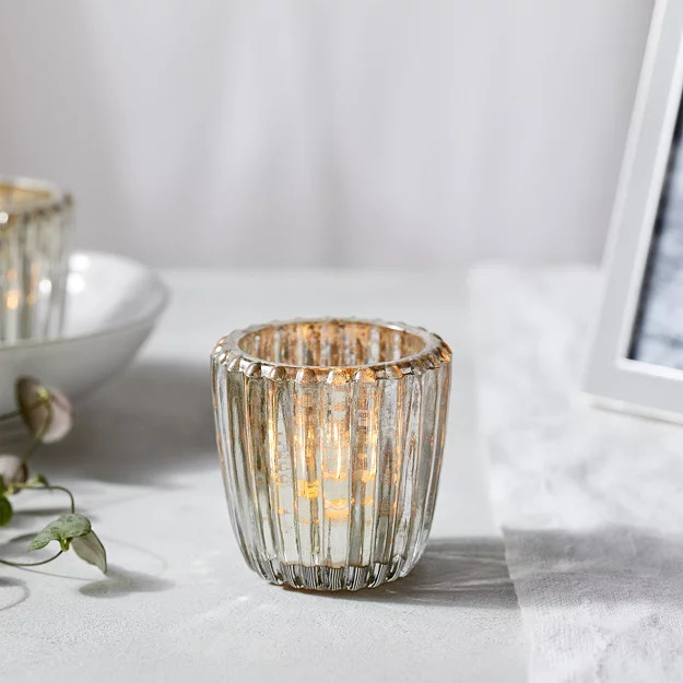Mercury Ribbed Tealight Holder | Candle Holders | The White Company | The White Company (UK)
