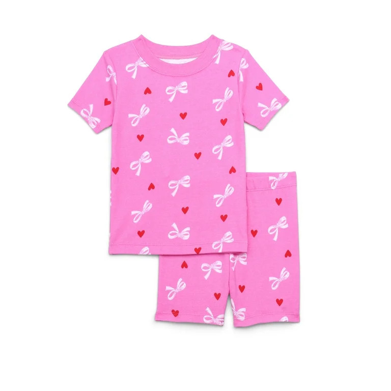 Wonder Nation Toddler Short-Sleeve Tee & Shorts Cotton Pajama Set, 2-Piece, Sizes 12M-5T | Walmart (US)