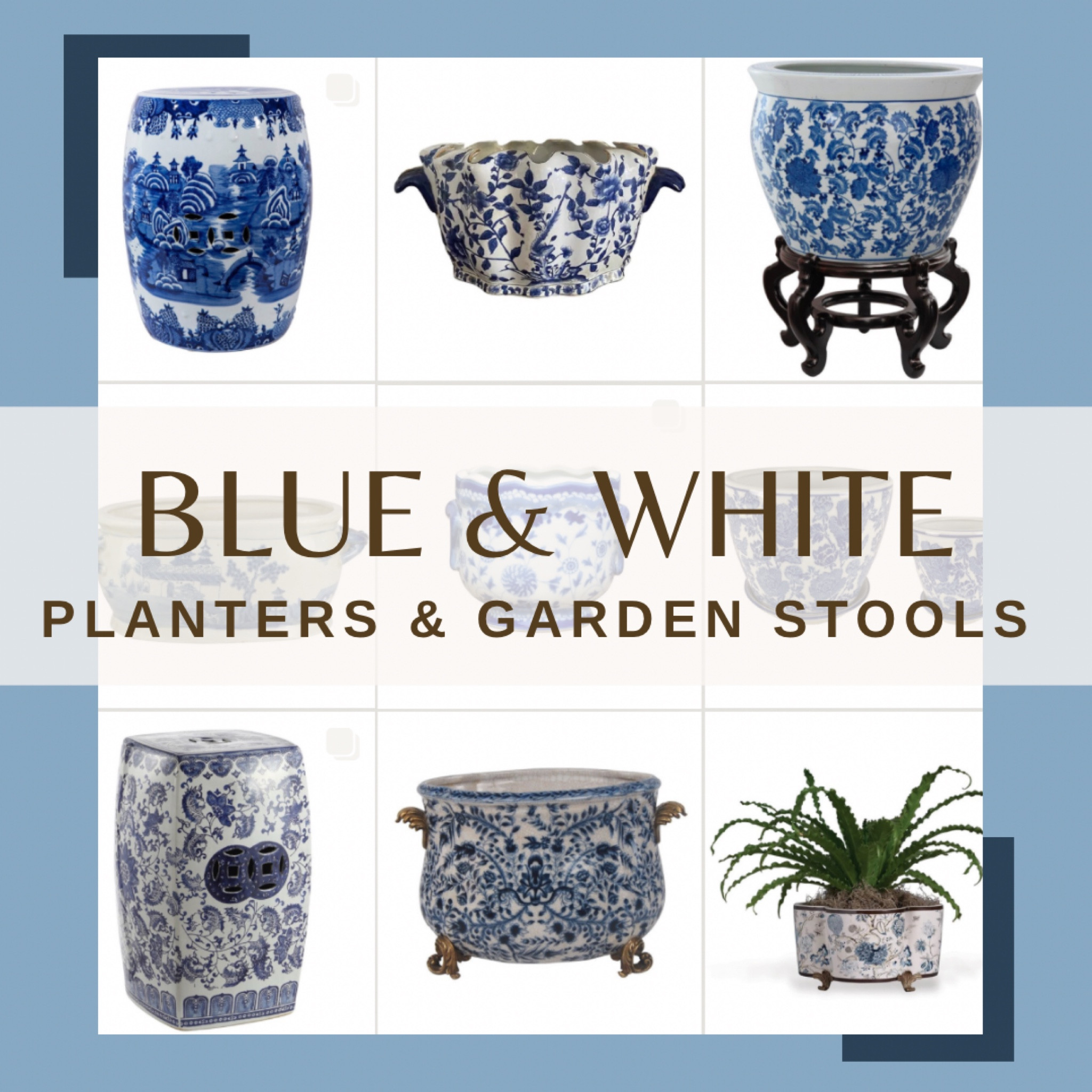 Blue and white porcelain. Planters and Garden Stools. Chinoiserie. 

#LTKhome