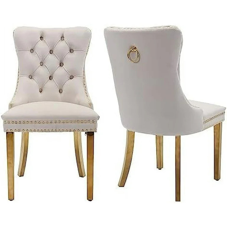 HBBOOMLIFE Velvet Upholstered Dining Chairs Set of 2  Wingback Armless Side Chairs Button Tufted ... | Walmart (US)