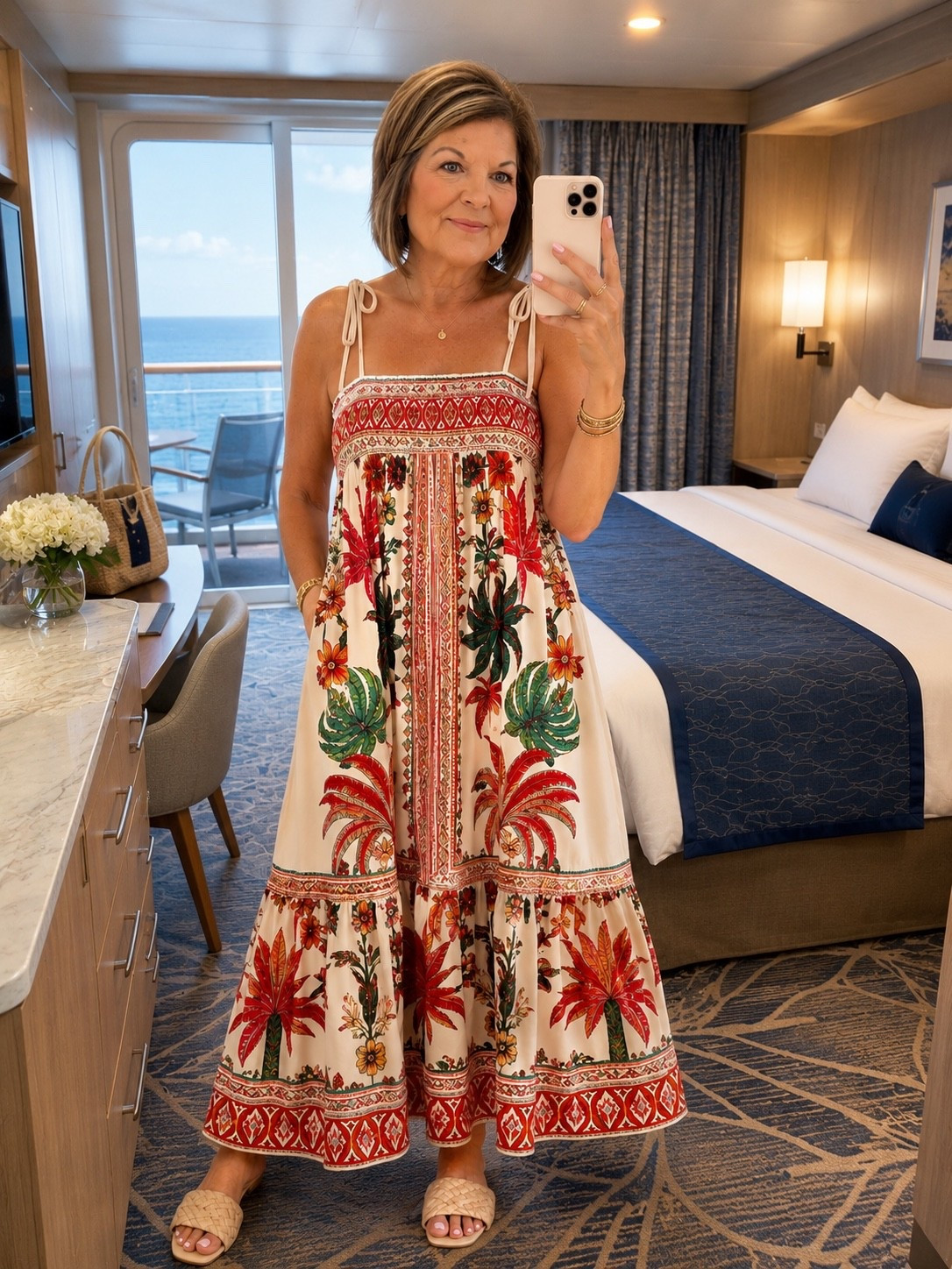 Vacation mode: activated 🌴⚓️✨

This dress is giving effortless resort style with the prettiest tropical print and breezy fit — perfect for cruise dinners, island days, and sunset walks on deck. I paired it with neutral sandals and simple gold jewelry for an easy vacation look that feels both comfy and chic! ❤️🌺

Shop this look on my LTK before your next getaway! ✈️☀️ #LTKTravel #CruiseStyle #ResortWear #VacationOutfit #Over50Style #LTKSeasonal #CruiseFashion #EffortlessStyle

#LTKootd #LTKgrwm