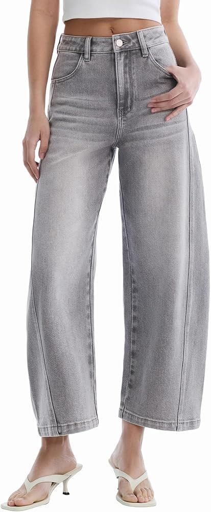 Barrel Jeans for Women Cropped Baggy High Waisted Jeans Strechy Y2K Casual Comfort Ankle Denim Pa... | Amazon (US)