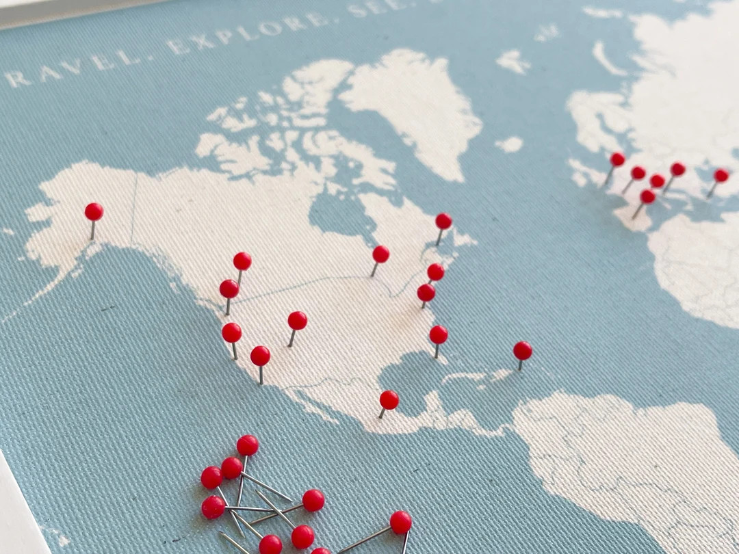 Custom Push Pin World Map: Modern Travel Tracker, Personalized Canvas Art - Etsy | Etsy (US)