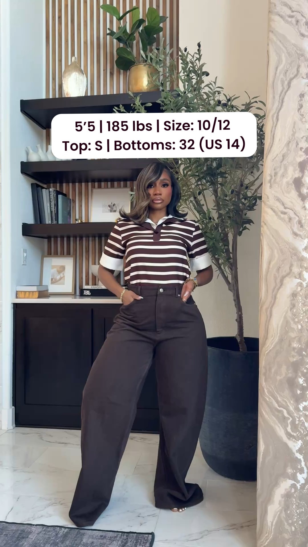 Under $150 look! Striped polo paired with wide leg high waist jeans for a casual statement look!

#LTKootd #LTKMidsize