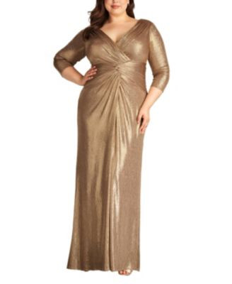 Tadashi Shoji Ryah Metallic Twist Drape Gown - Plus Size  | Bloomingdale's Women | Bloomingdale's (US)