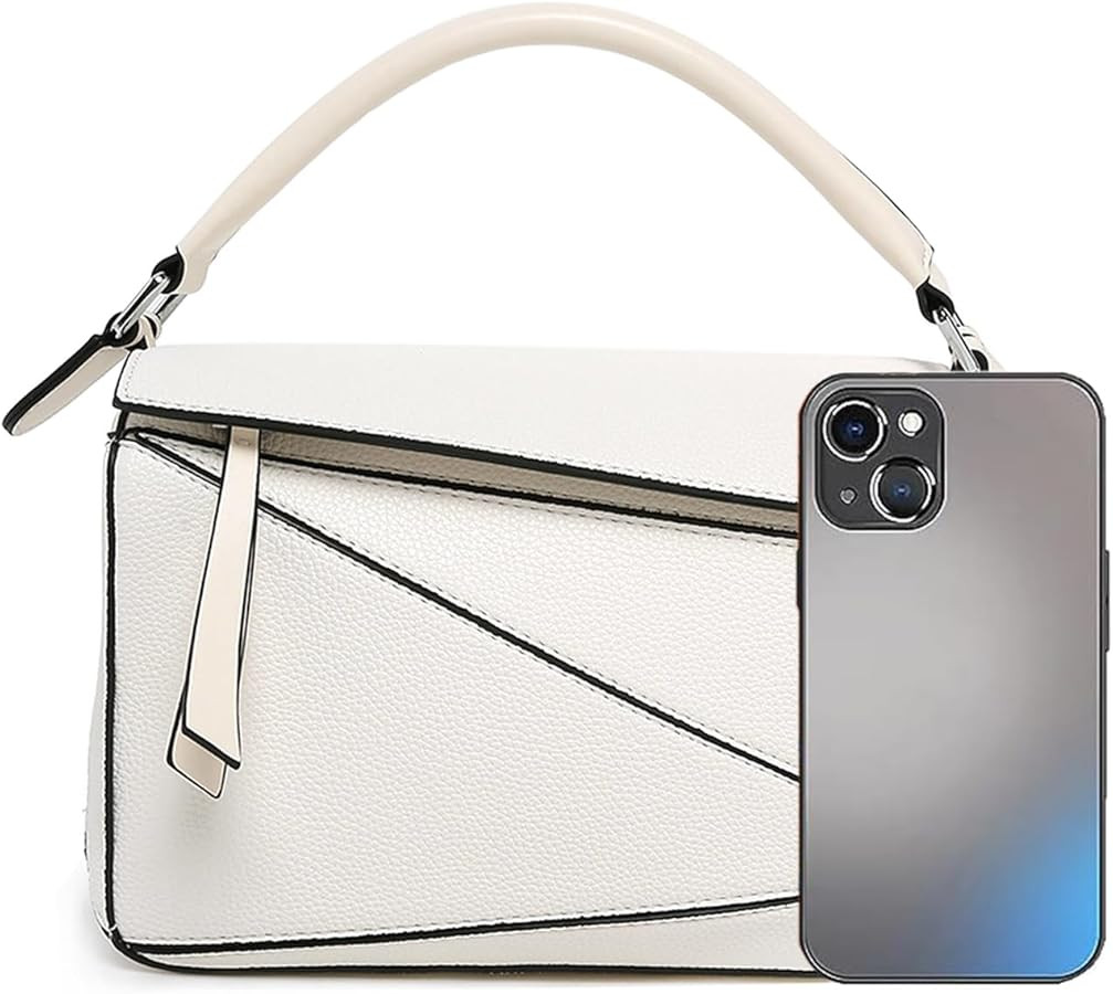 Womens Geometric Design Handbags, 9.6x4.1x6.7in Lychee Grain Crossbody Bag Mini Top Handle Bag fo... | Amazon (US)