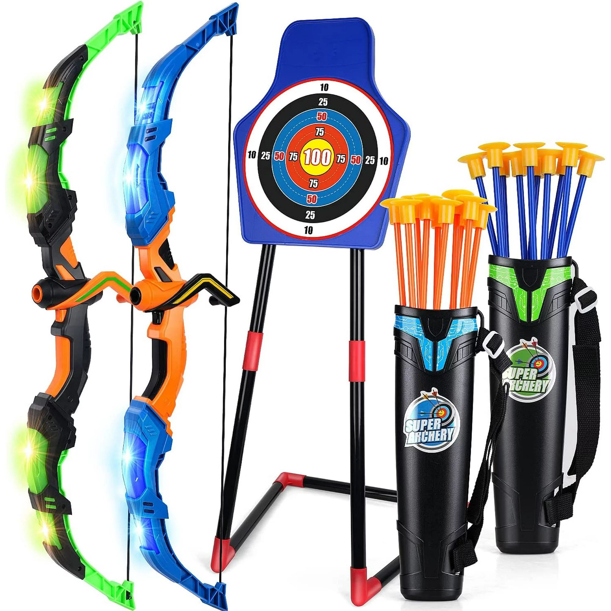 TOY Life Bow and Arrow for Kids 4-6-8-12 Year Old, 2 Pack Bow Arrow Set with LED Lights, Kid Bow ... | Walmart (US)