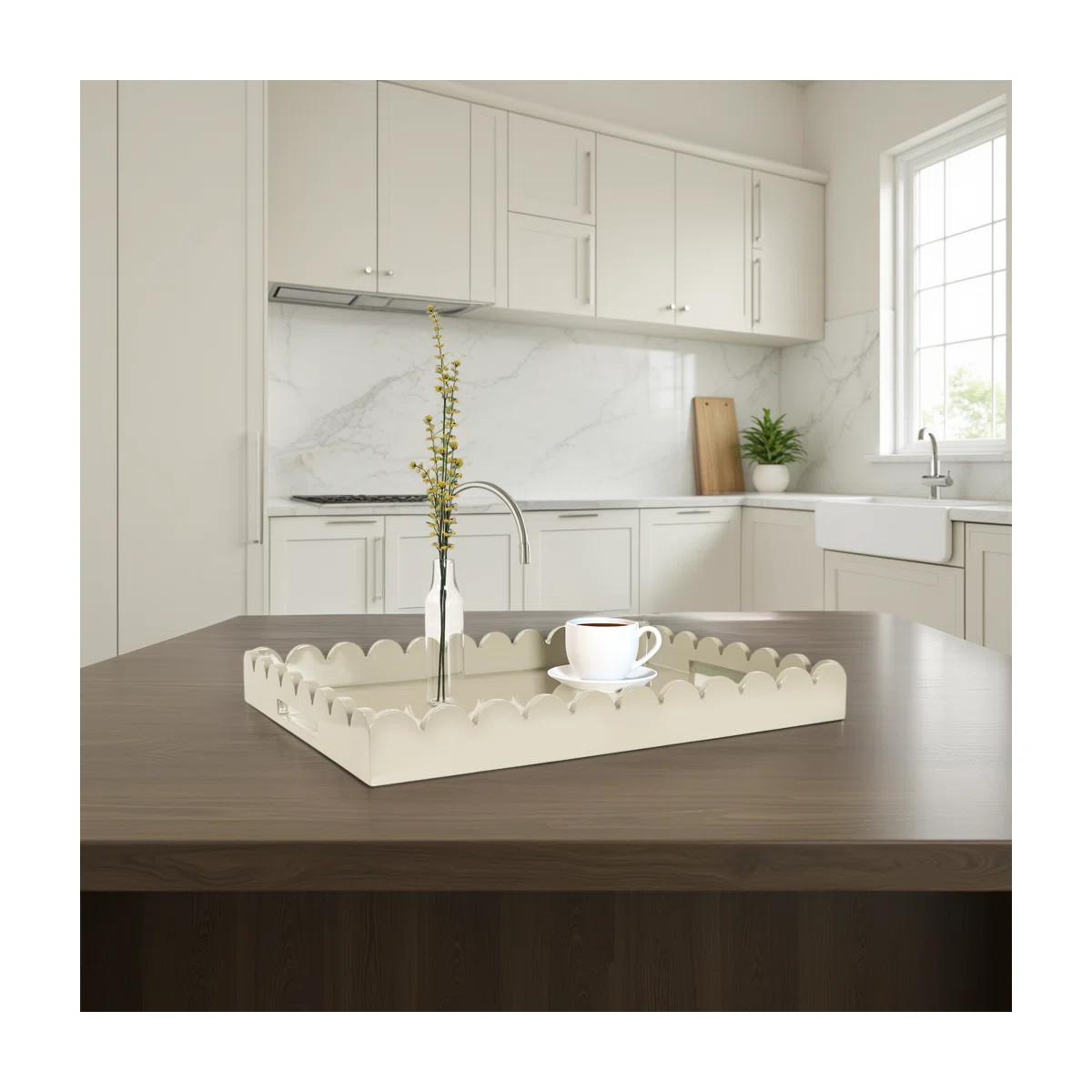 Hindley Hand-Crafted Rectangular Scalloped Wood Tray | Wayfair North America