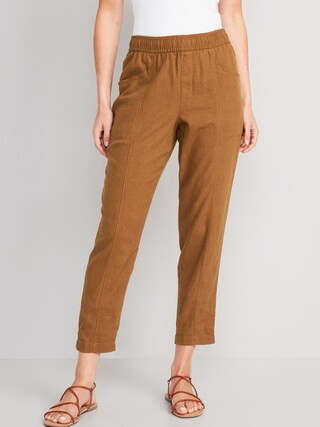 High-Waisted Cropped Linen-Blend Tapered Pants for Women | Old Navy (CA)