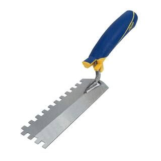 1/4 in. x 1/4 in. x 1/4 in. Comfort Grip Square-Notch Margin Flooring Trowel with Bucket Hook | The Home Depot