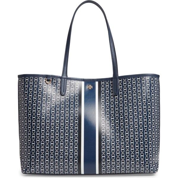 Tory Burch Gemini Link Coated Canvas Tote Royal Navy | Bed Bath & Beyond