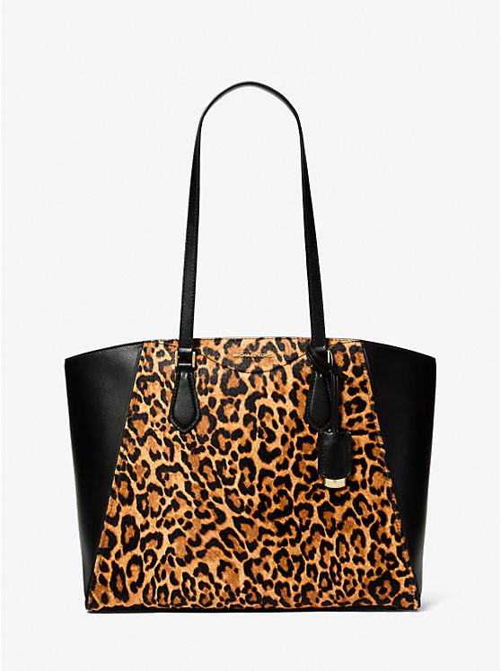Taryn Large Leopard Print Calf Hair Tote Bag | Michael Kors US