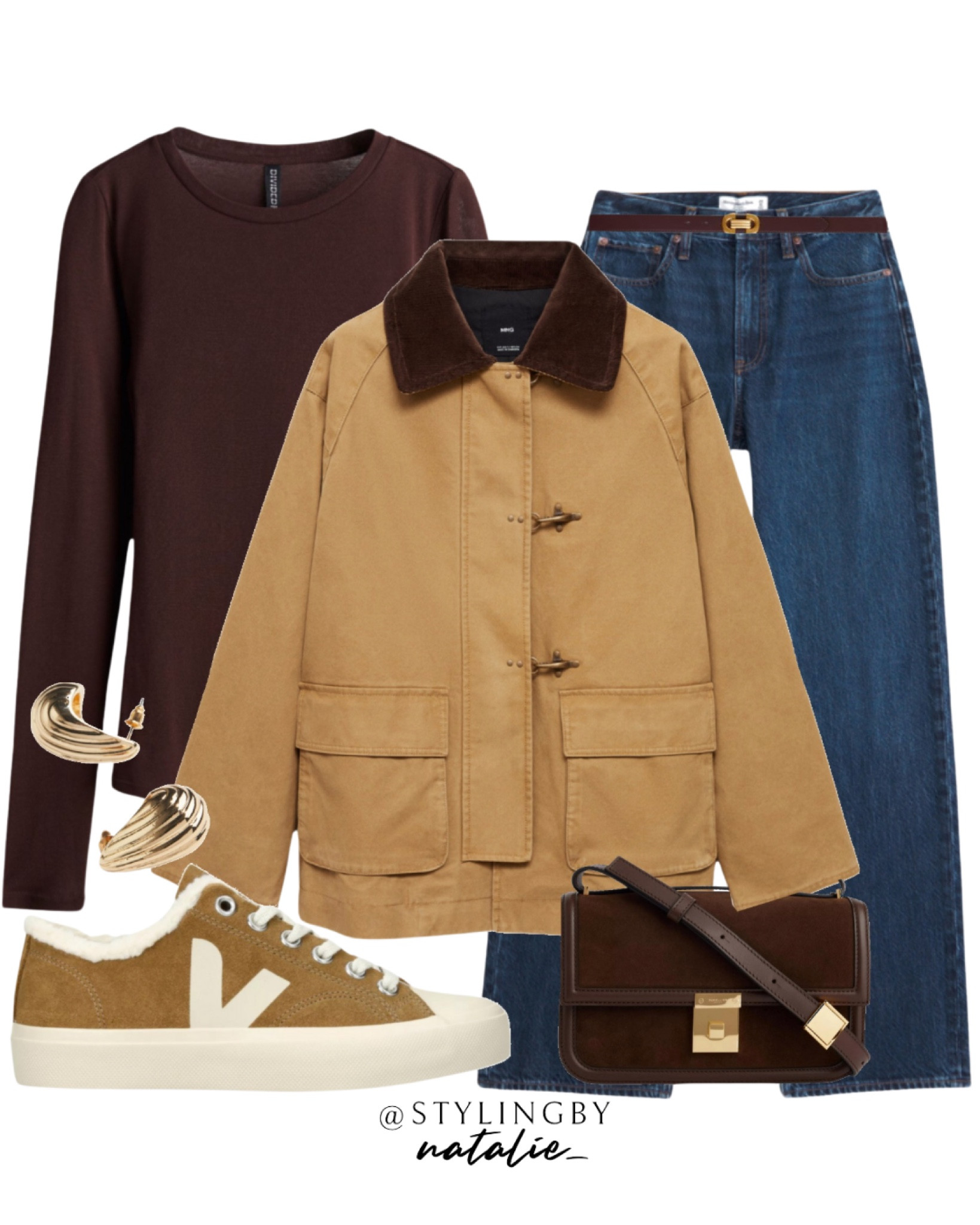 Parka jacket, long sleeve tshirt, dark blue wide jeans, Veja shearling trainers, Demellier suede bag. Autumn outfit, fall outfit, everyday outfit.

#LTKstyletip #LTKautumn #LTKshoes