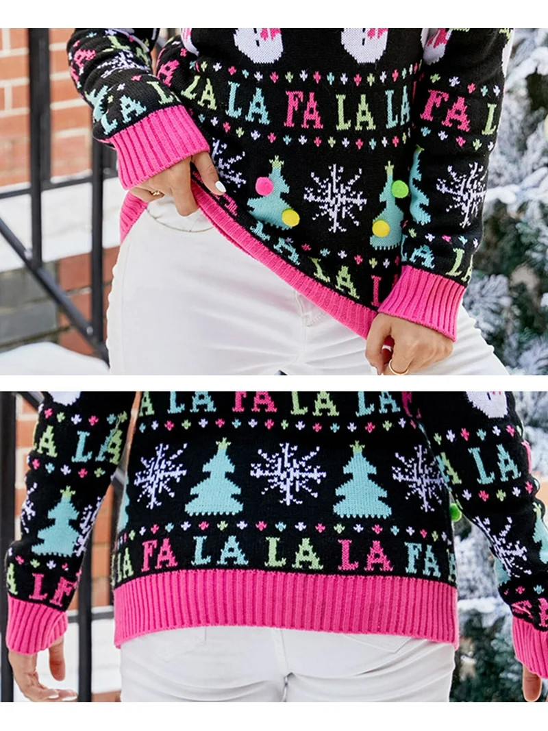 Sweaters for Women Trendy Ugly Christmas Sweater Crewneck Long Sleeve Knitted Pullover Sweaters S... | Walmart (US)